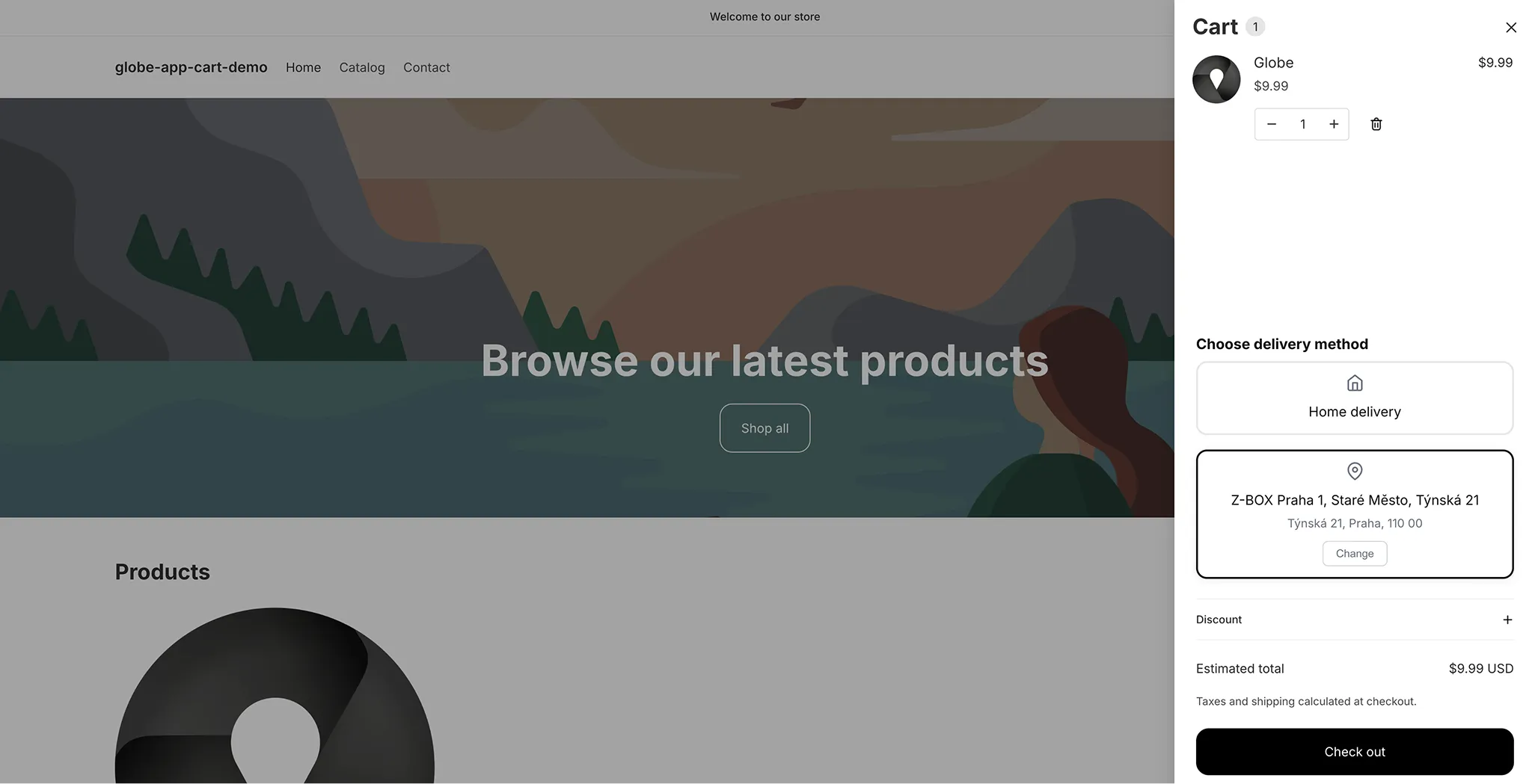 Cart widget in the storefront cart