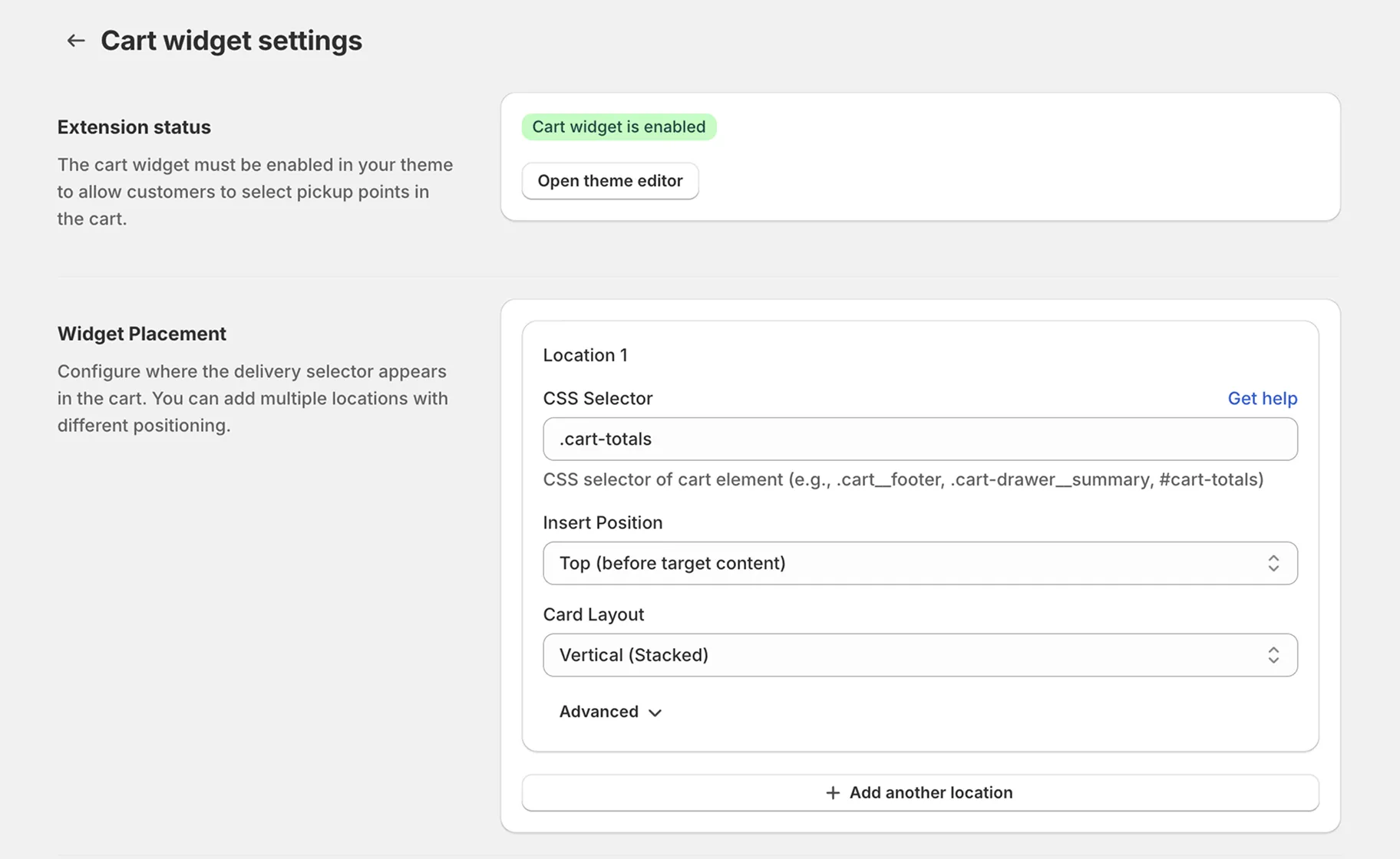 Widget placement configuration in Globe